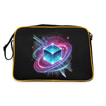 Futuristic Hologram Design – Glowing Cube - Retro Bag - black/gold - Back