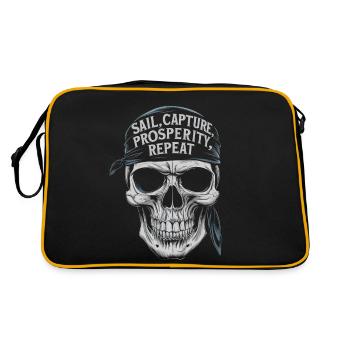 Piratensegel erobern Souveränität Wiederholung - Retro Tasche - Schwarz/Gold - Hinten