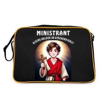 ENFANT DE CHŒUR PETITS HÉROS DANS LE SERVICE RELIGIEUX - Sac Retro - noir/or - Dos