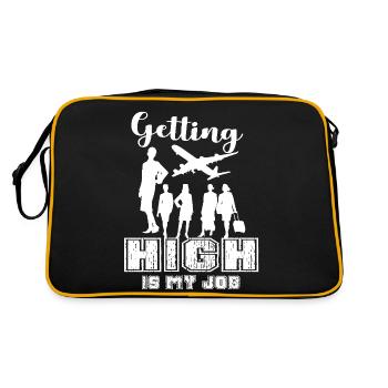 Flight Attendant Getting High Is My Job - Retro Bag - black/gold - Back
