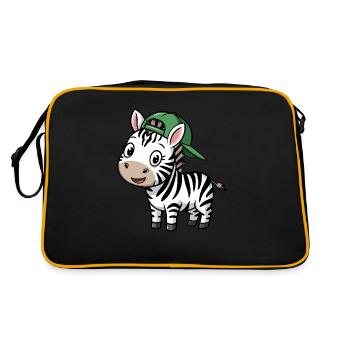 Cute Zebra with Hat - Retro Bag - black/gold - Back