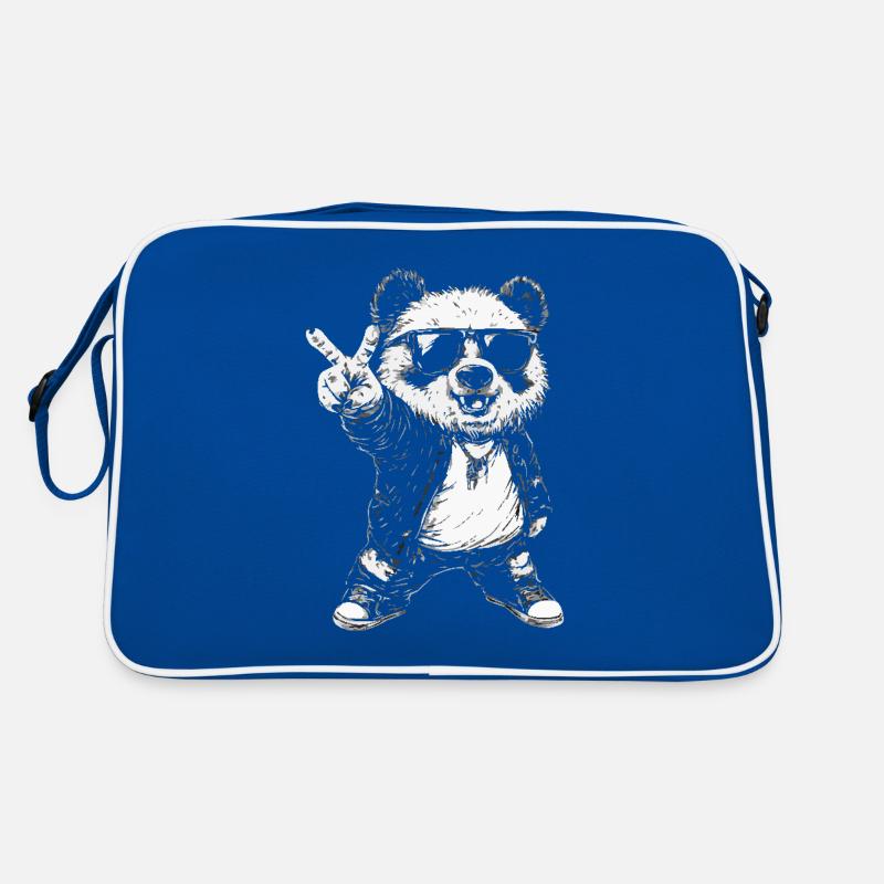 Cooler Panda Mit Sonnenbrille Und Peace-Zeichen Retro Tasche