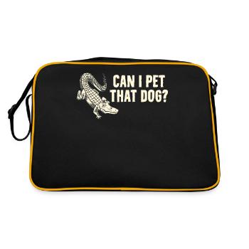 Bande dessinée drôle d’alligator - Puis-je caresser ce chien ? - Sac Retro - noir/or - Dos