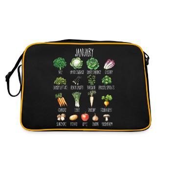 January seasonal vegetables and fruit collage - Retro Bag - black/gold - Back
