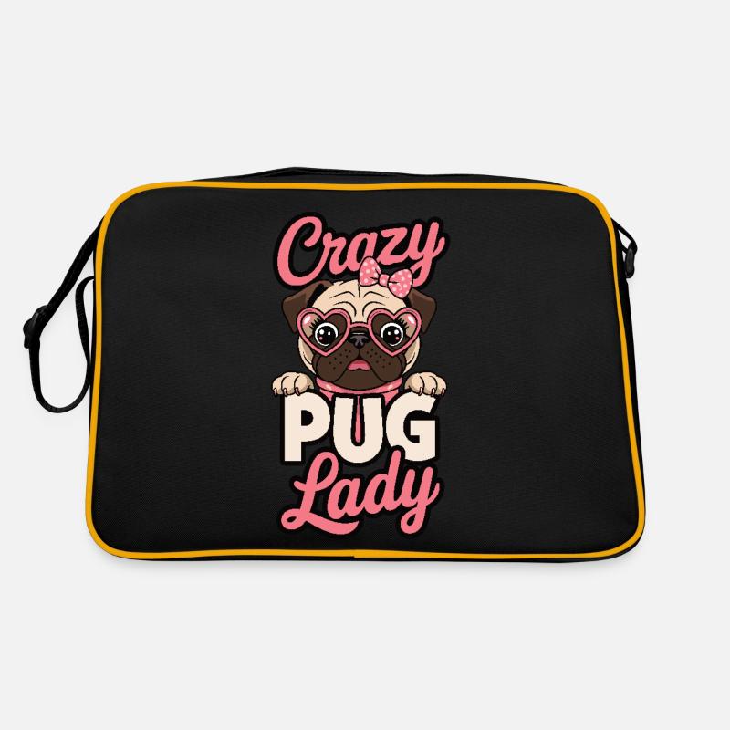 Crazy Pug Lady Retro Tasche