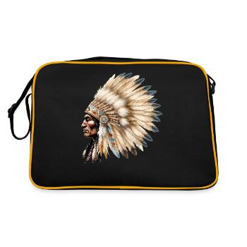 Chef indien avec coiffe traditionnelle en plumes - Sac Retro - noir/or - Dos