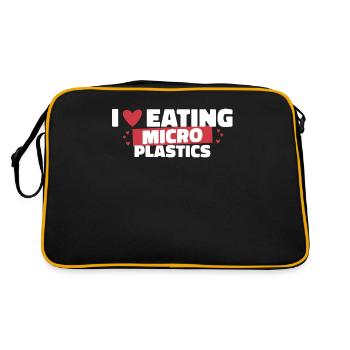 Ich Liebe Es Mikrokunststoffe Zu Essen - Retro Tasche - Schwarz/Gold - Hinten