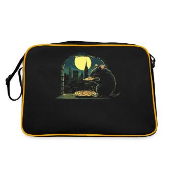 Rat dégustant une pizza au clair de lune devant la ligne d’horizon - Sac Retro - noir/or - Dos
