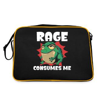 Rage Consumes Me Frog Humor Cartoon - Retro Bag - black/gold - Back