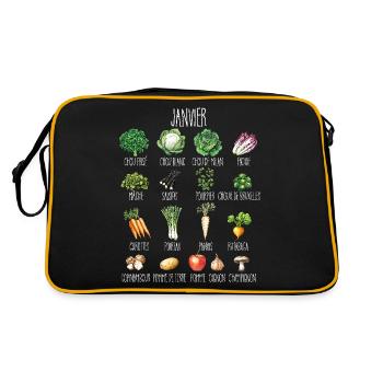 Janvier Collage de fruits et légumes de saison - Sac Retro - noir/or - Dos