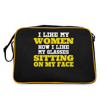 Women sitting on my face a provocative - Retro Bag - black/gold - Back
