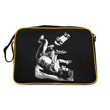 Skaterleben T-Shirt – Cooles Sturz-Design - Retro Tasche - Schwarz/Gold - Hinten