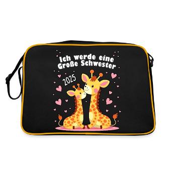Ich werde große Schwester 2025 - Retro Tasche - Schwarz/Gold - Hinten