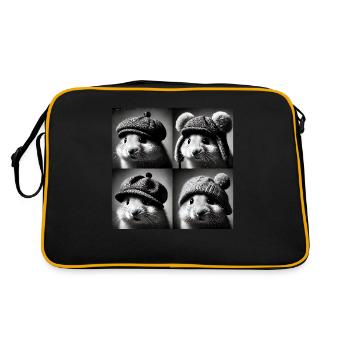 hamster Selfie Drôle Chapeaux Vintage Photo Shoot Anim - Sac Retro - noir/or - Dos