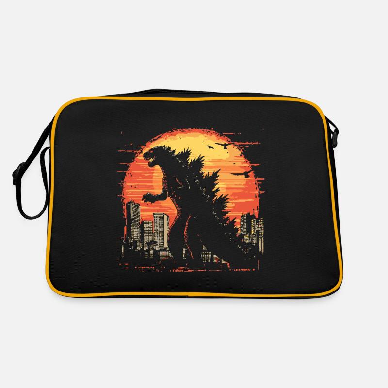 Kaiju Monster Design Coucher de soleil idée cadeau Sac Retro