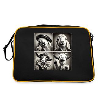 Chèvre Selfie Drôle Chapeaux Vintage Photo Shoot Ferme Un - Sac Retro - noir/or - Dos