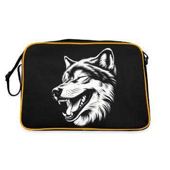 Laughing 🐺 wolf - Retro Bag - black/gold - Back