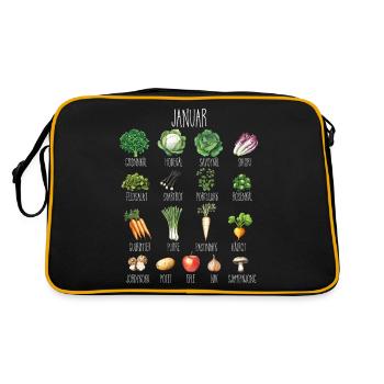 Collage de fruits et légumes de saison de janvier - Sac Retro - noir/or - Dos