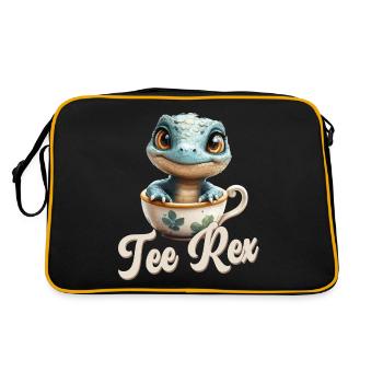 Lustiges Wortspiel Dino Tee Rex - Retro Tasche - Schwarz/Gold - Hinten