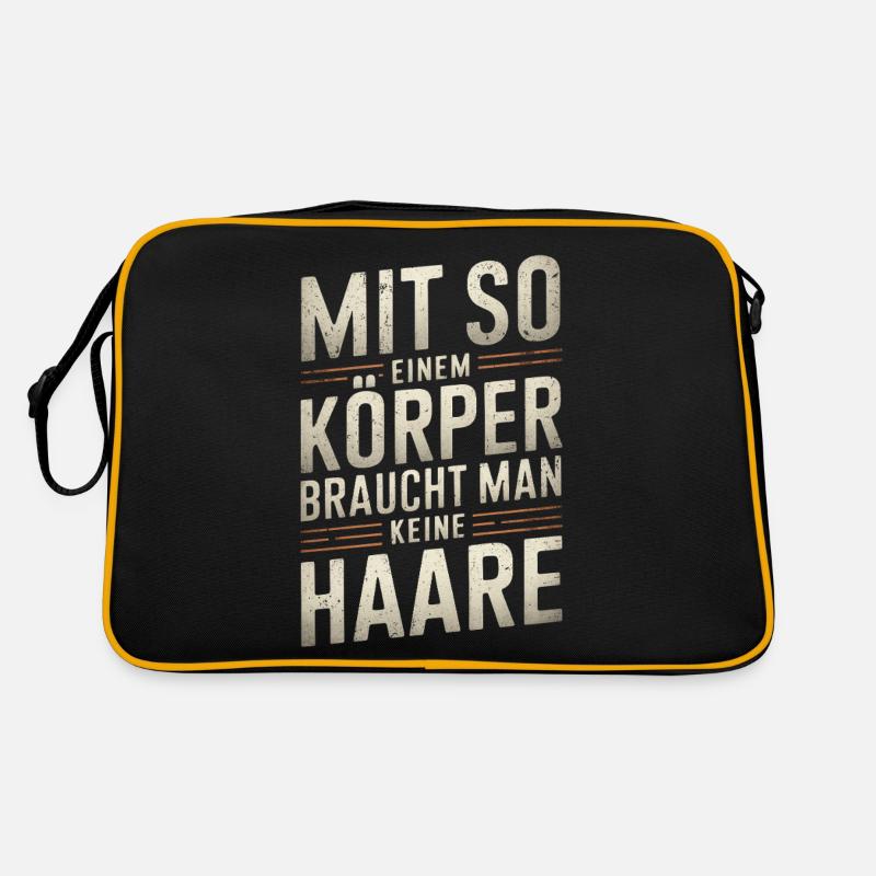Mit so einem Körper - Glatze Kurzhaar - Retro Tasche - Schwarz/Gold