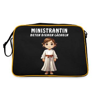 ALTAR SERVER PRAYING SERVING SMILE - Retro Bag - black/gold - Back