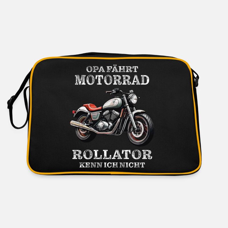 OPA MOTORRAD ROLLATOR KENN ICH NICHT - Retro Tasche - Schwarz/Gold