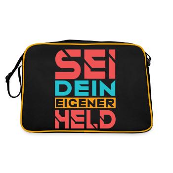 Sei dein eigener Held - Retro Tasche - Schwarz/Gold - Hinten