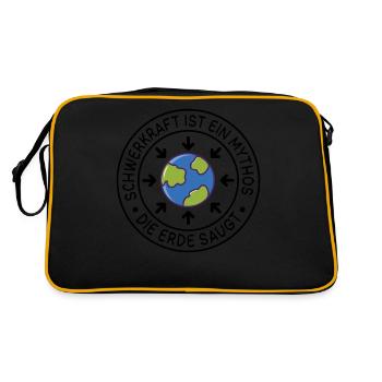 Schwerkraft ist ein Mythos. Die Erde Saugt - Retro Tasche - Schwarz/Gold - Hinten