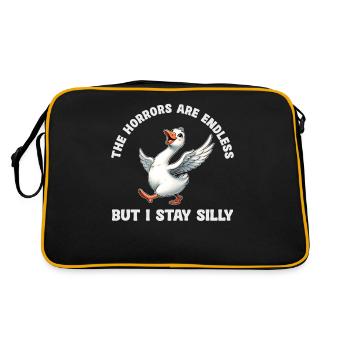 Die Schrecken Sind Endlos Aber Ich Bleibe Albern - Retro Tasche - Schwarz/Gold - Hinten
