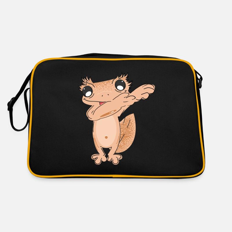 Dabbing kronengecko - Retro Tasche - Schwarz/Gold