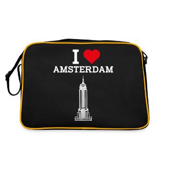 J’aime Amsterdam Coeur Drapeau État Pays-Bas Jeu de mots - Sac Retro - noir/or - Dos