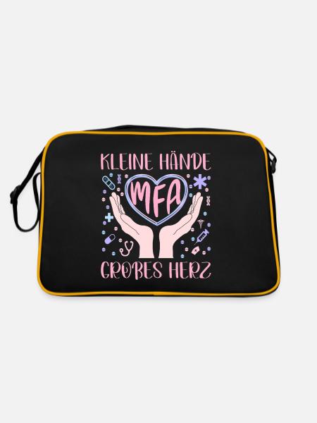 MFA Großes Herz Medizinische Fachangestellte - Retro Tasche - Schwarz/Gold - Hinten
