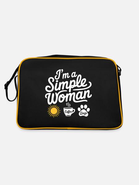 I'm a simple woman like sunshine dogs & coffee - Retro Bag - black/gold - Back