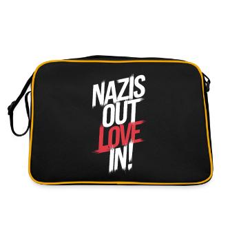 Nazis out love in - Retro Tasche - Schwarz/Gold - Hinten