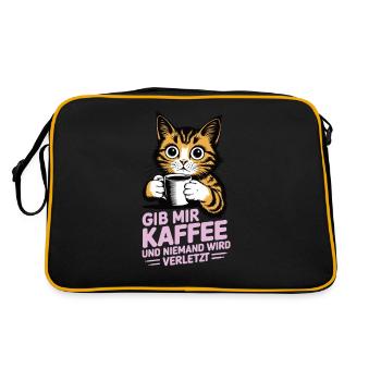Gib mir Kaffee und niemand wird verletzt - Retro Tasche - Schwarz/Gold - Hinten