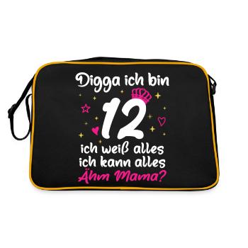 12ème anniversaire fille Digga J’ai 12 ans - Sac Retro - noir/or - Dos