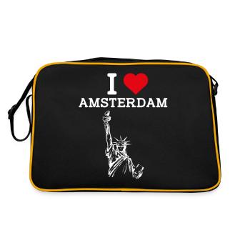 J’aime Amsterdam Cool Statue De La Liberté Coeur Drapeau - Sac Retro - noir/or - Dos