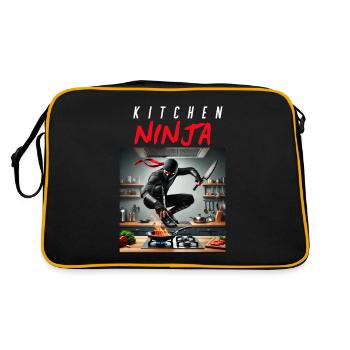 Kitchen Ninja – Chaud avec couteau et humour - Sac Retro - noir/or - Dos
