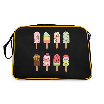 Eiscreme Outfit Softeis Karneval Kostüm Eis - Retro Tasche - Schwarz/Gold - Hinten