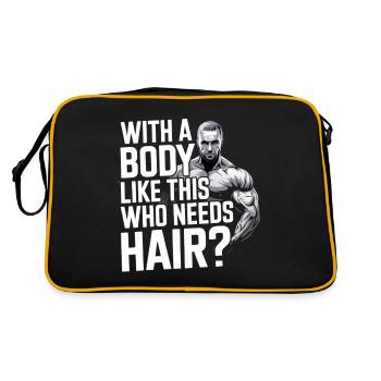 Papa homme chauve Avec un corps comme celui-ci qui a besoin de cheveux - Sac Retro - noir/or - Dos
