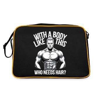 Bald men dad With a body like this who needs hair - Retro Tasche - Schwarz/Gold - Hinten