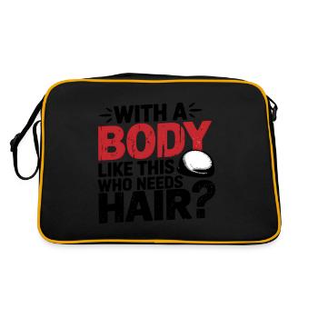 Bald men dad With a body like this who needs hair - Retro Tasche - Schwarz/Gold - Hinten