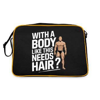 Bald men dad With a body like this who needs hair - Retro Tasche - Schwarz/Gold - Hinten