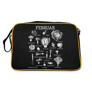 February Seasonal Vegetables and Fruits Collage - Retro Bag - black/gold - Back