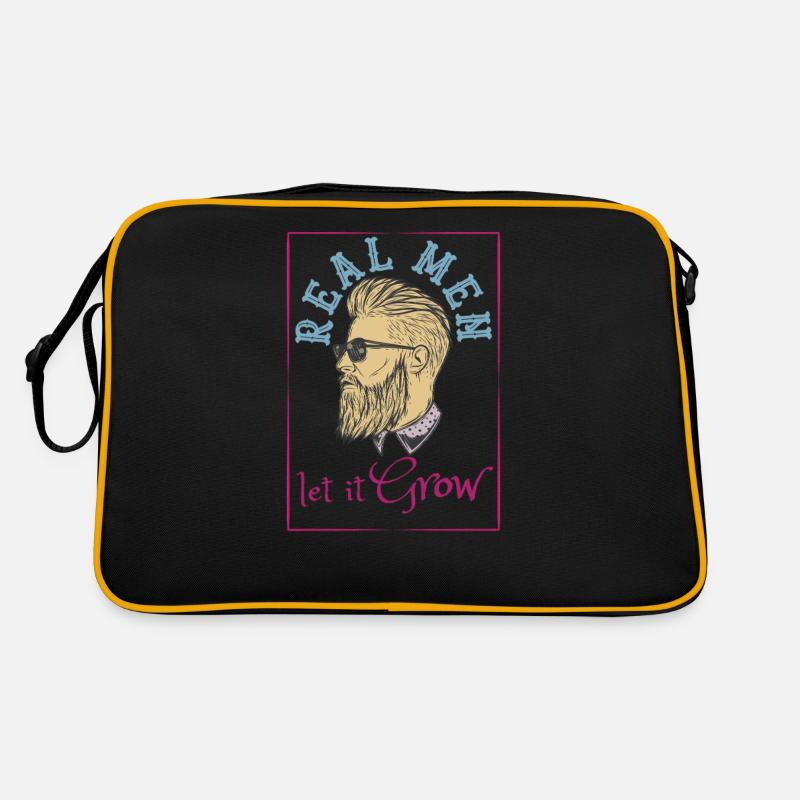 Lass es wachsen Bartdesign Let It Grow Beard - Retro Tasche - Schwarz/Gold