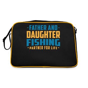 Father And Daughter Fishing - Retro Bag - black/gold - Back