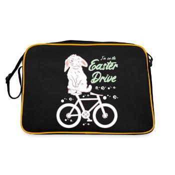 Lapin de Pâques avec vélo - Sac Retro - noir/or - Dos