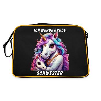 EINHORN ICH WERDE GROßE SCHWESTER - Retro Tasche - Schwarz/Gold - Hinten