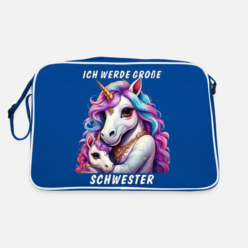 EINHORN ICH WERDE GROßE SCHWESTER Retro Tasche