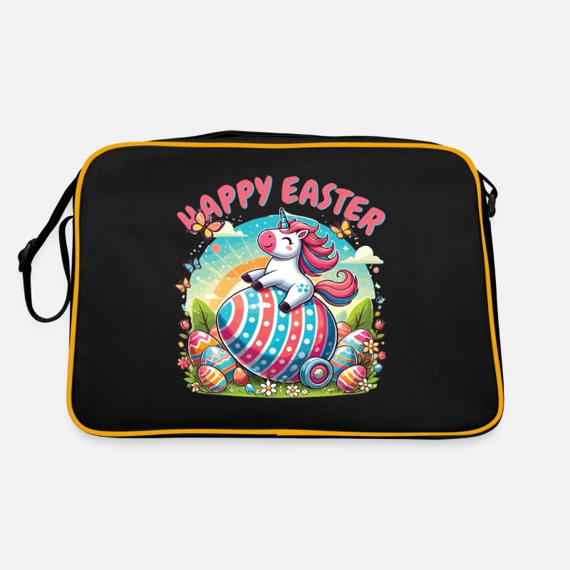 Frohe Ostern Einhorn – Buntes Ei Design Retro Tasche